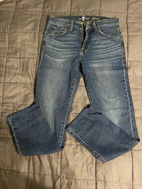 7 For All Mankind Men’s Boot Cut Jeans - Dark Blue Wash